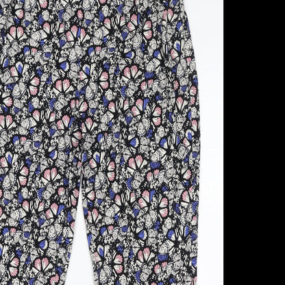 Authentic Womens Multicoloured Geometric Viscose Trousers Size 16 L28 in Regular - Butterfly Print