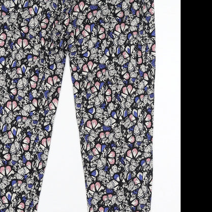Authentic Womens Multicoloured Geometric Viscose Trousers Size 16 L28 in Regular - Butterfly Print