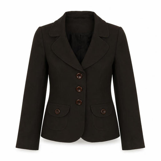 Front view of Kaliko women’s brown polyester jacket blazer, size UK 8