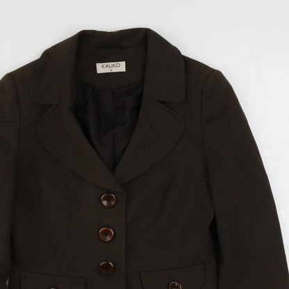 Kaliko Womens Brown Polyester Jacket Blazer Size 8