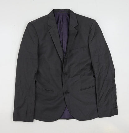 Kimmy Mens Grey Polyester Jacket Suit Jacket Size 36 Regular