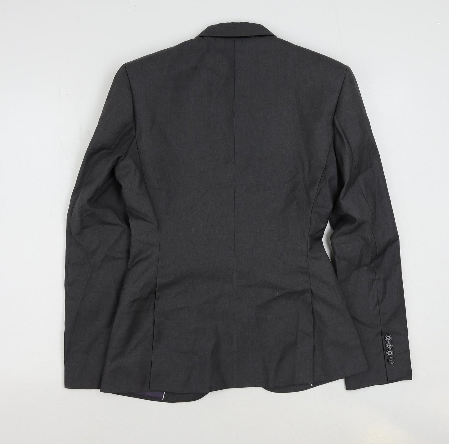 Kimmy Mens Grey Polyester Jacket Suit Jacket Size 36 Regular