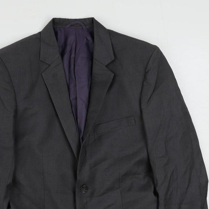 Kimmy Mens Grey Polyester Jacket Suit Jacket Size 36 Regular