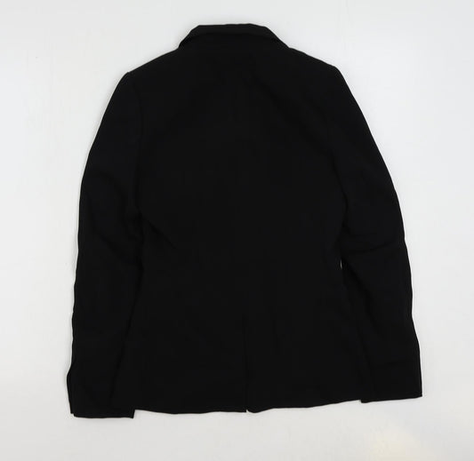 H&M Womens Black Polyester Jacket Suit Jacket Size 6