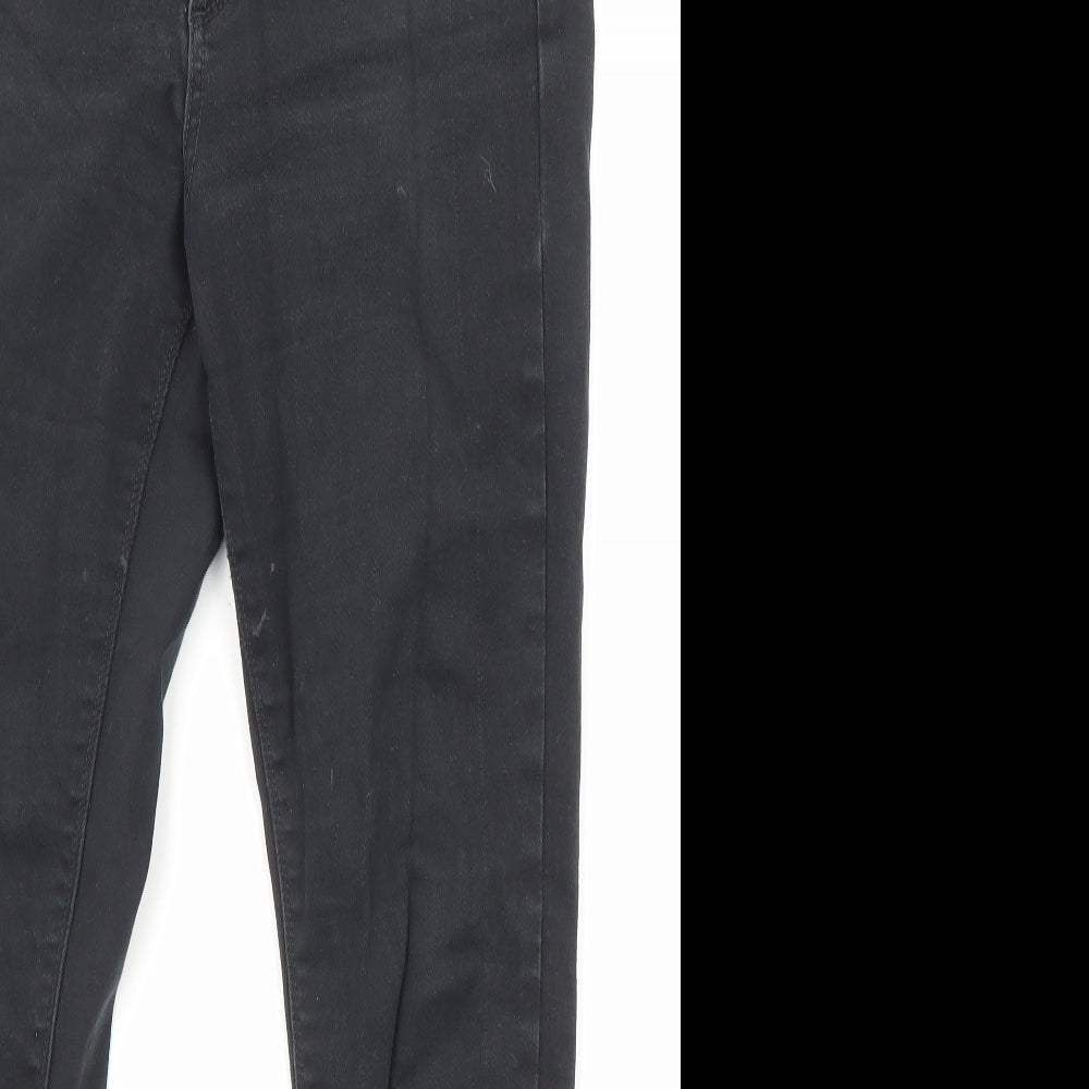 Marks and Spencer Womens Black Cotton Skinny Jeans Size 12 L27 in Regular Zip - Pockets