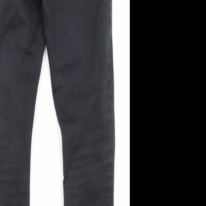 Marks and Spencer Womens Black Cotton Skinny Jeans Size 12 L27 in Regular Zip - Pockets