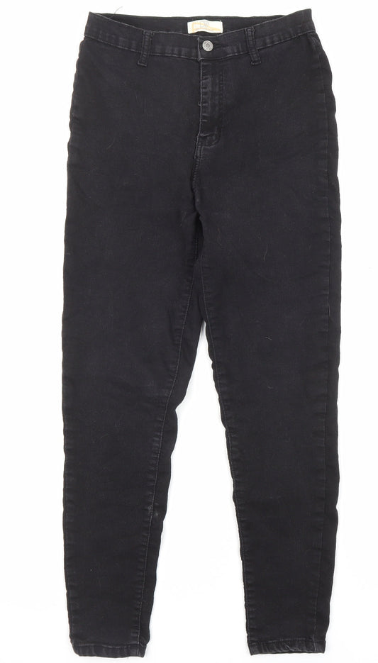 Don't Think Twice Womens Black Cotton Skinny Jeans Size 12 L26 in Regular Zip