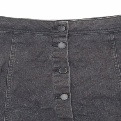 Divided by H&M Womens Black Cotton A-Line Skirt Size 12 Button