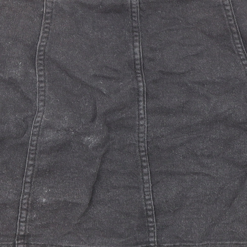 Divided by H&M Womens Black Cotton A-Line Skirt Size 12 Button