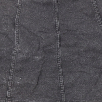 Divided by H&M Womens Black Cotton A-Line Skirt Size 12 Button