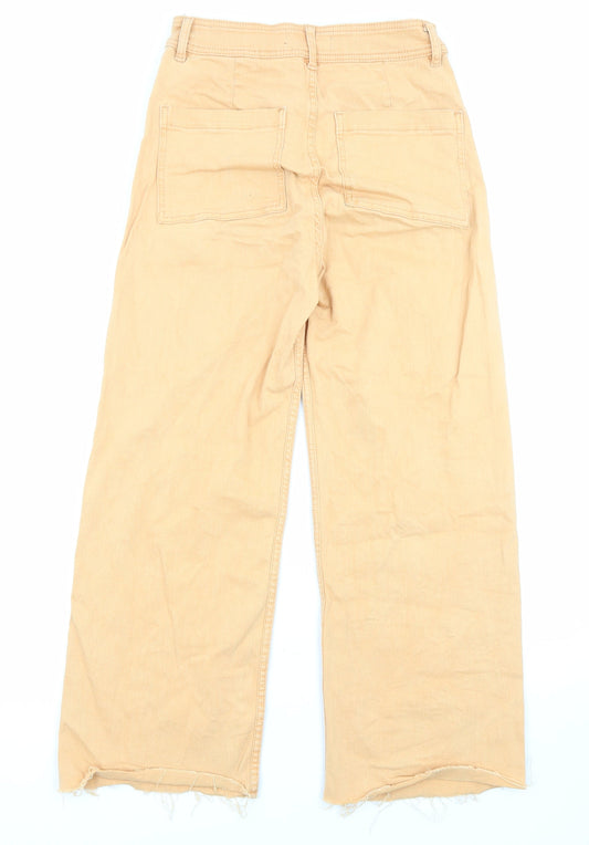 Denim & Co. Womens Orange Cotton Straight Jeans Size 10 L25 in Regular Zip - Pockets