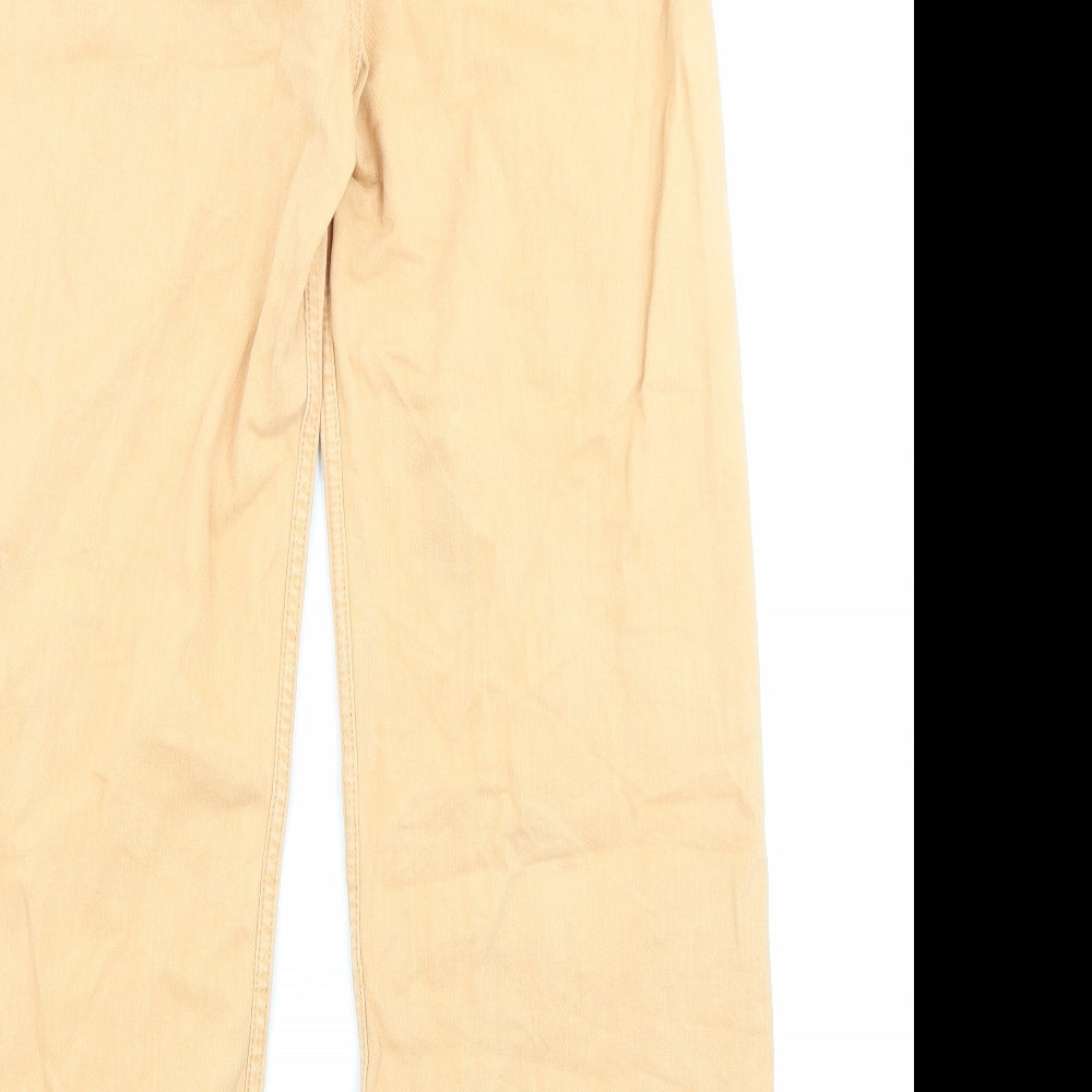 Denim & Co. Womens Orange Cotton Straight Jeans Size 10 L25 in Regular Zip - Pockets