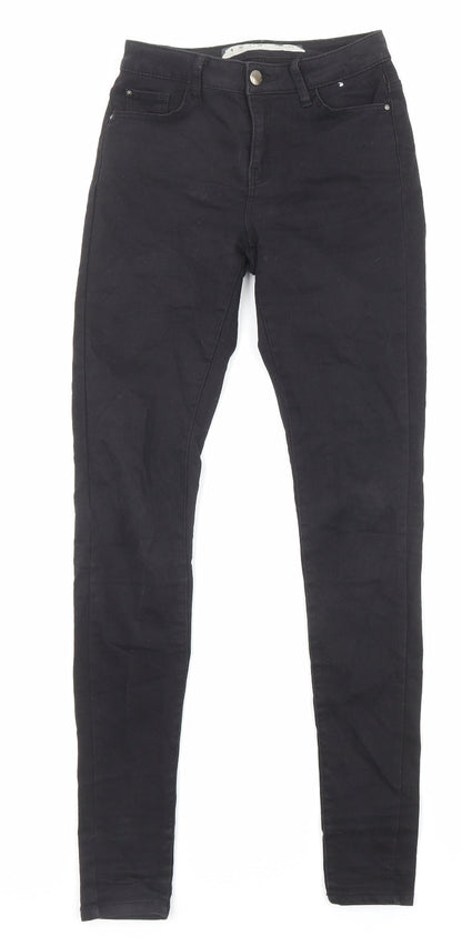 Denim & Co. Womens Black Cotton Skinny Jeans Size 8 L29 in Regular Zip - Waist 22 inches