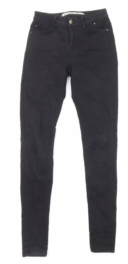 Denim & Co. Womens Black Cotton Skinny Jeans Size 8 L29 in Regular Zip - Waist 22 inches