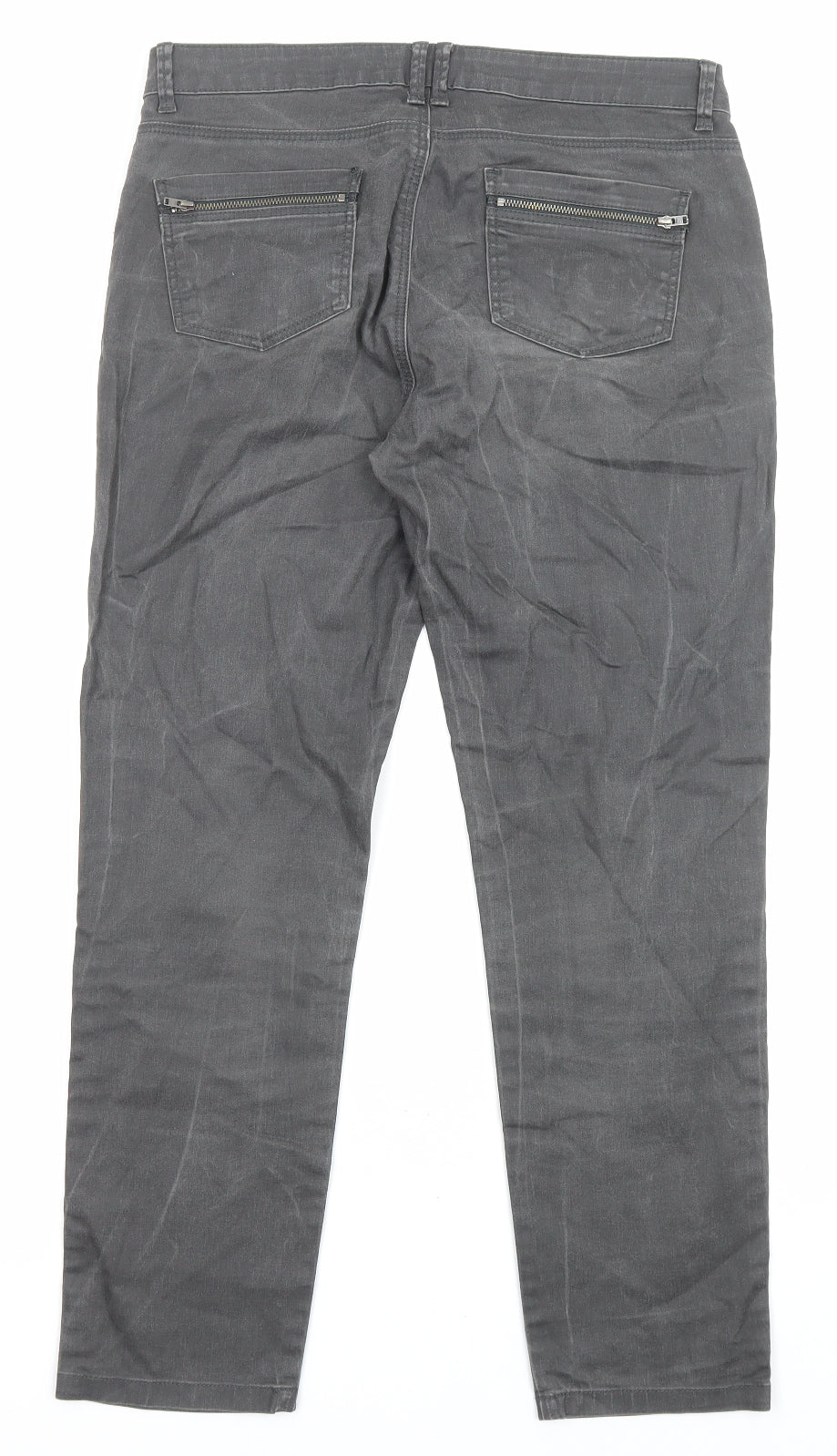 1.2.3 Paris Womens Grey Cotton Straight Jeans Size 8 L26 in Regular Zip - Pockets