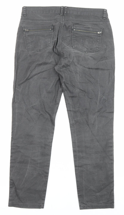1.2.3 Paris Womens Grey Cotton Straight Jeans Size 8 L26 in Regular Zip - Pockets