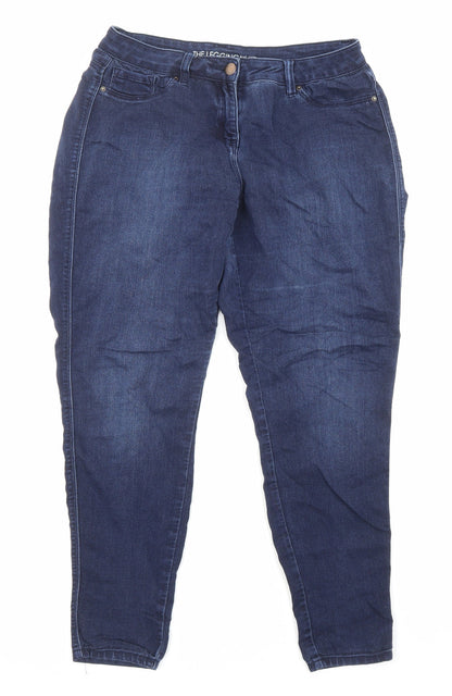 NEXT Womens Blue Cotton Straight Jeans Size 14 L27 in Regular Zip - Pockets