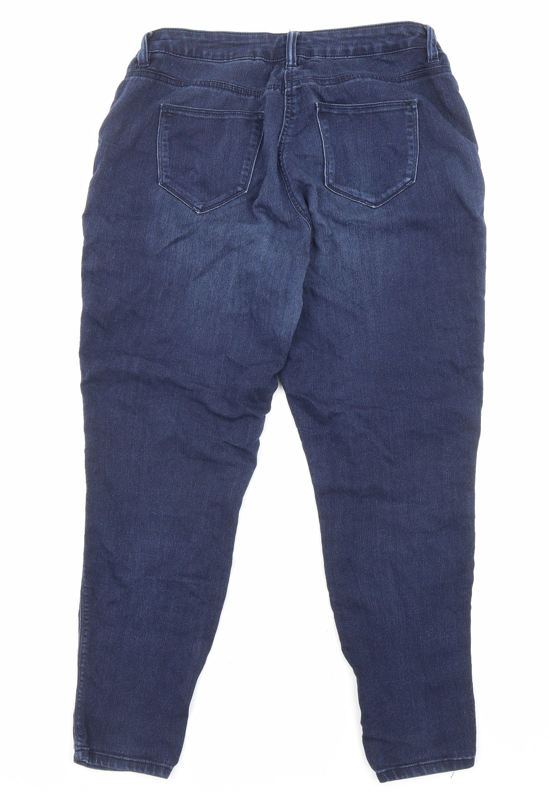 NEXT Womens Blue Cotton Straight Jeans Size 14 L27 in Regular Zip - Pockets