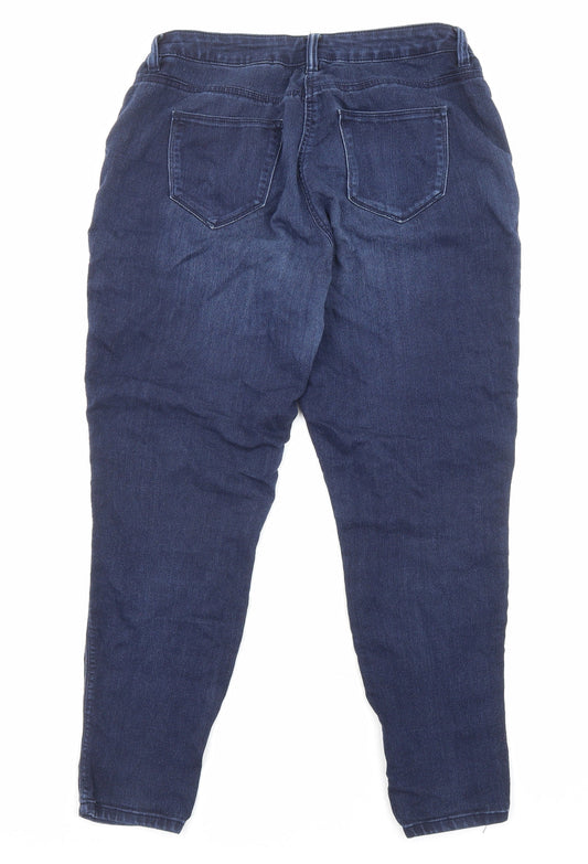 NEXT Womens Blue Cotton Straight Jeans Size 14 L27 in Regular Zip - Pockets