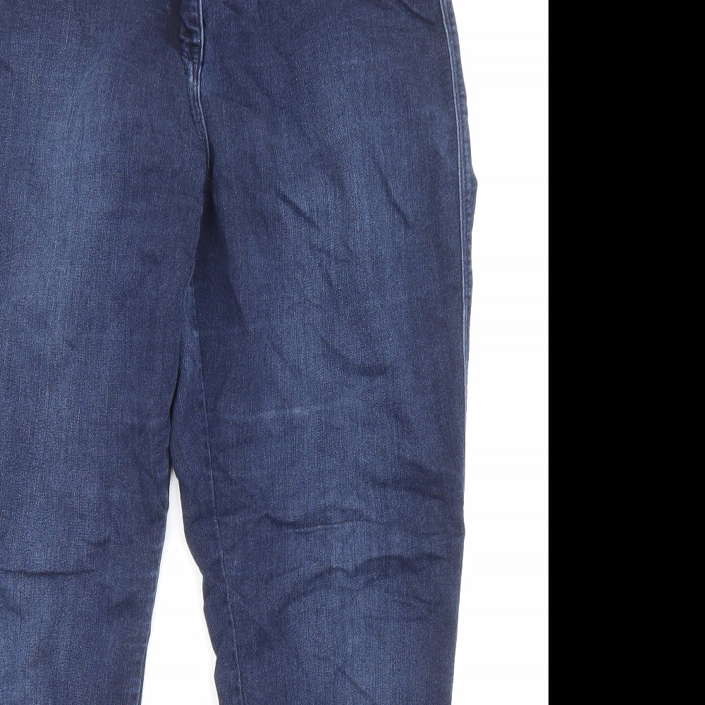 NEXT Womens Blue Cotton Straight Jeans Size 14 L27 in Regular Zip - Pockets