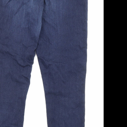 NEXT Womens Blue Cotton Straight Jeans Size 14 L27 in Regular Zip - Pockets