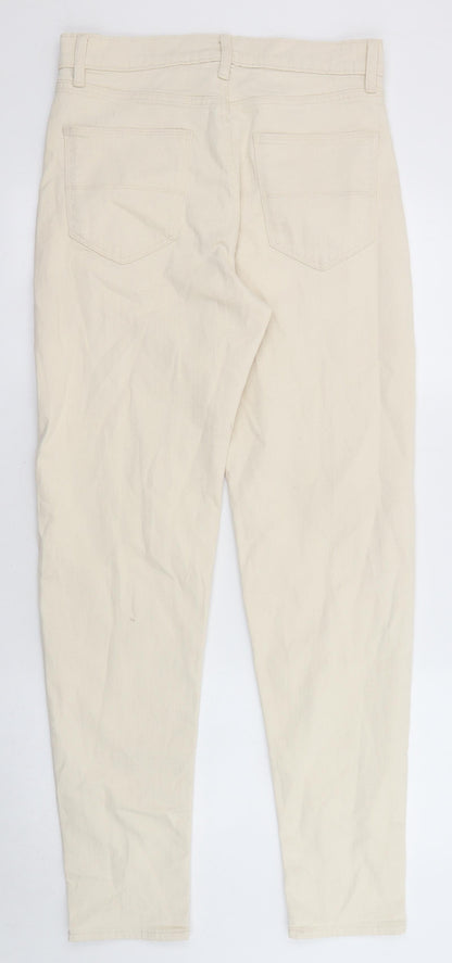 Marks and Spencer Mens Beige Cotton Straight Jeans Size 30 in L33 in Regular Zip - Pockets