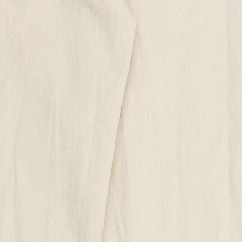 Marks and Spencer Mens Beige Cotton Straight Jeans Size 30 in L33 in Regular Zip - Pockets