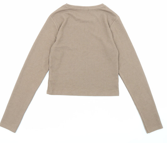Womens UK Size M Stradivarius Brown Basic T-Shirt