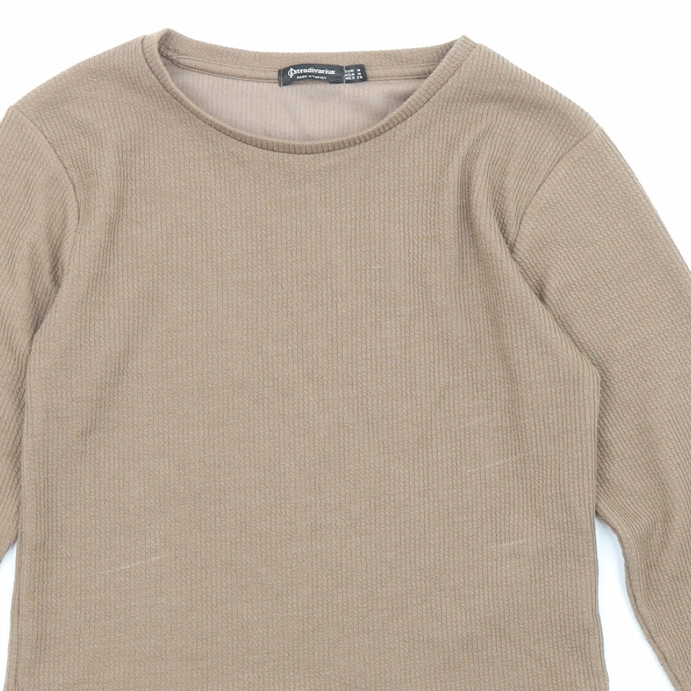 Womens UK Size M Stradivarius Brown Basic T-Shirt
