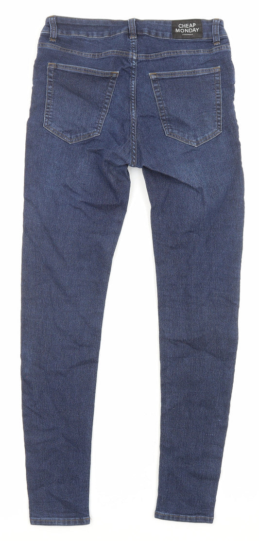 Cheap Monday Womens Blue Cotton Skinny Jeans Size 30 L31 in Regular Zip - Pockets