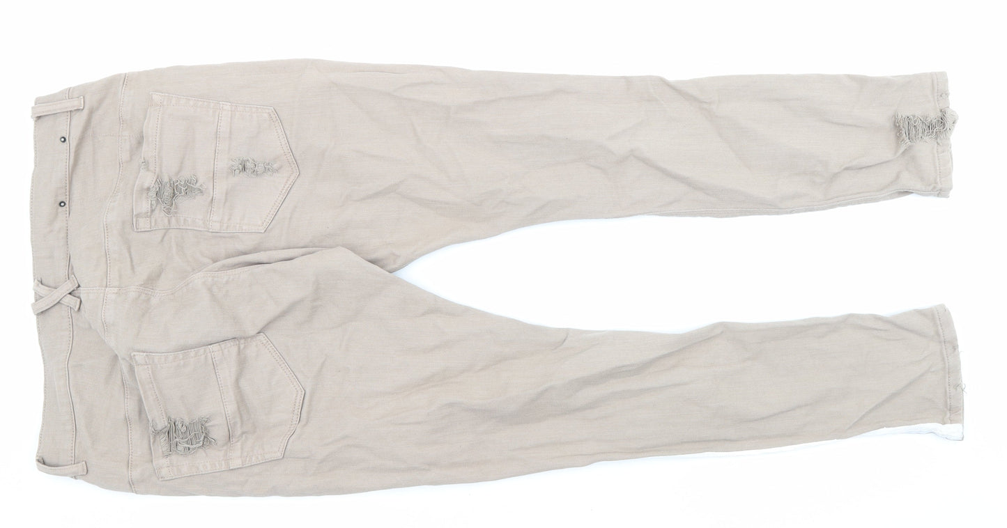 Sons Of Heroes Womens Beige Cotton Straight Jeans Size 31 in L26 in Regular Zip - Pockets