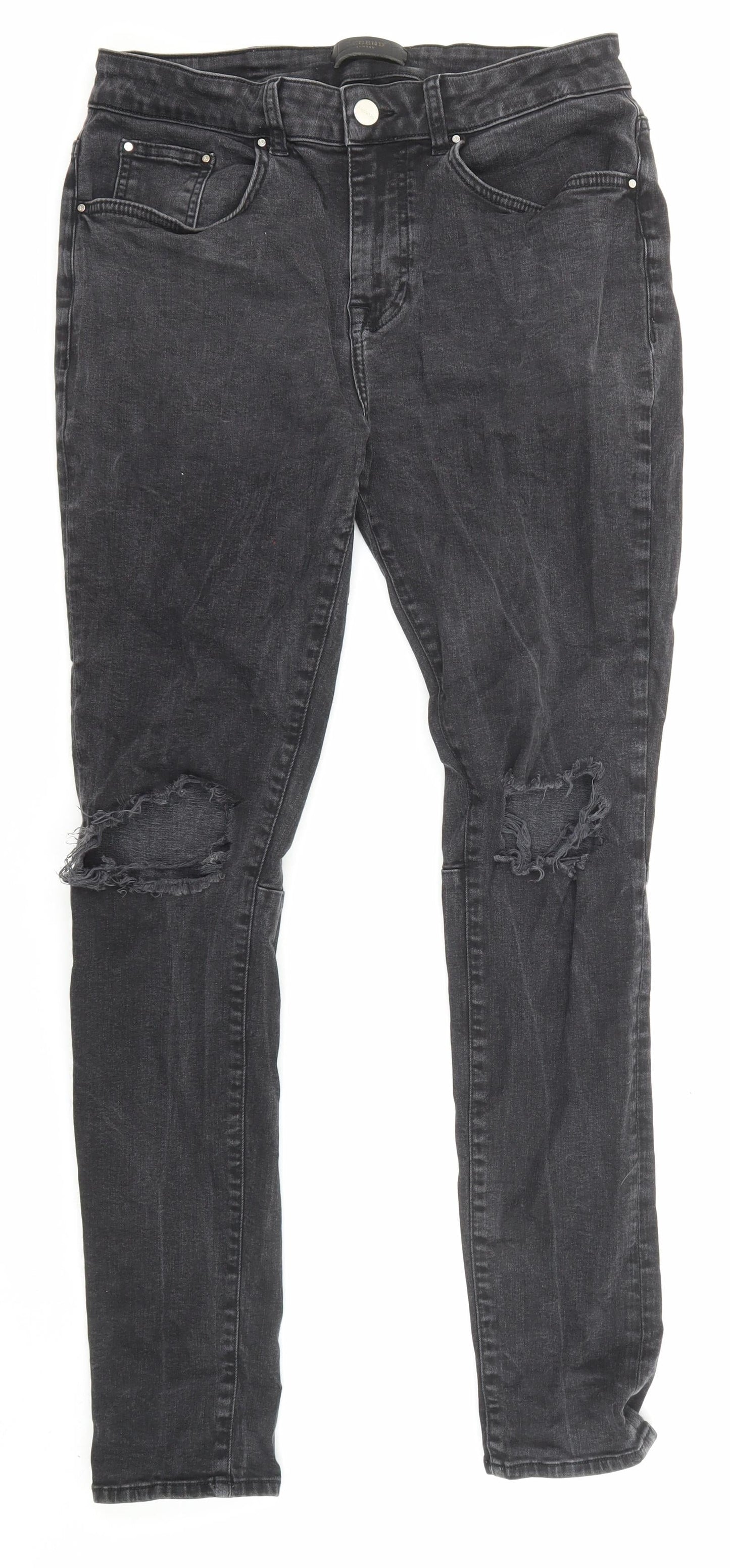 Legend Mens Black Cotton Straight Jeans Size 32 in L32 in Regular Zip - Pockets