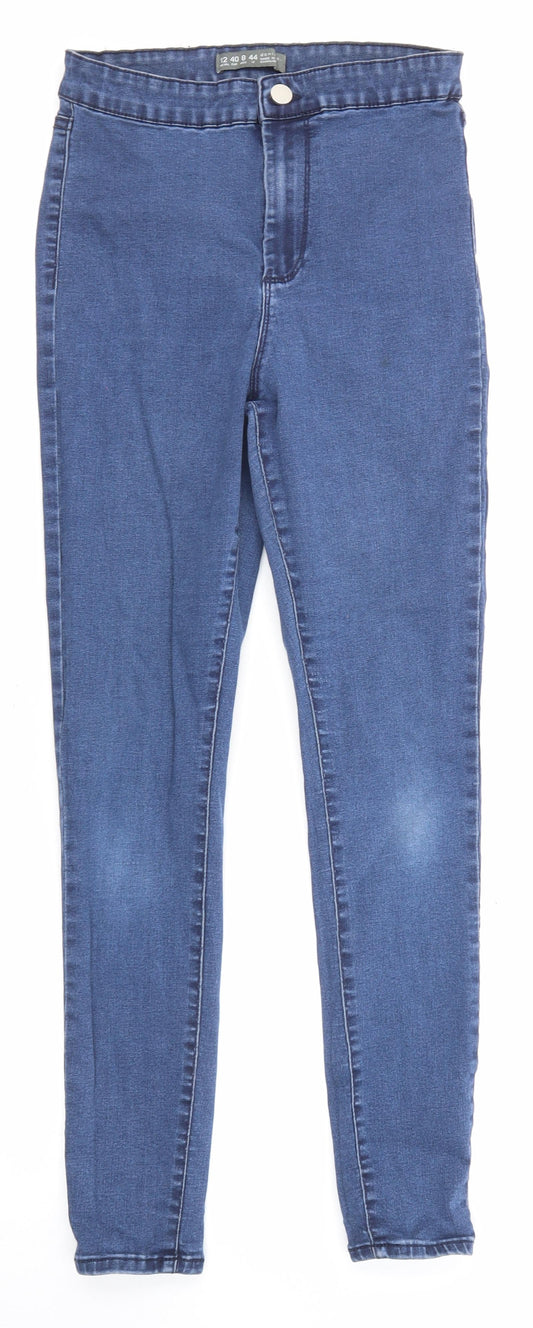 Denim & Co. Womens Blue Cotton Skinny Jeans Size 12 L26 in Regular Zip - Pockets