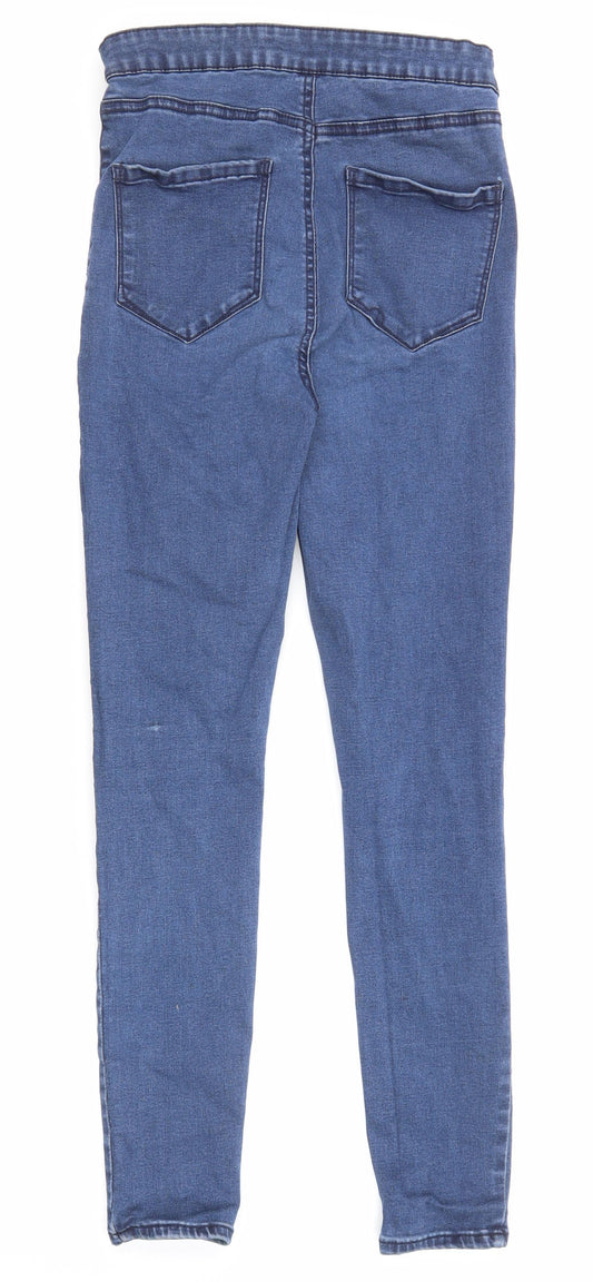 Denim & Co. Womens Blue Cotton Skinny Jeans Size 12 L26 in Regular Zip - Pockets