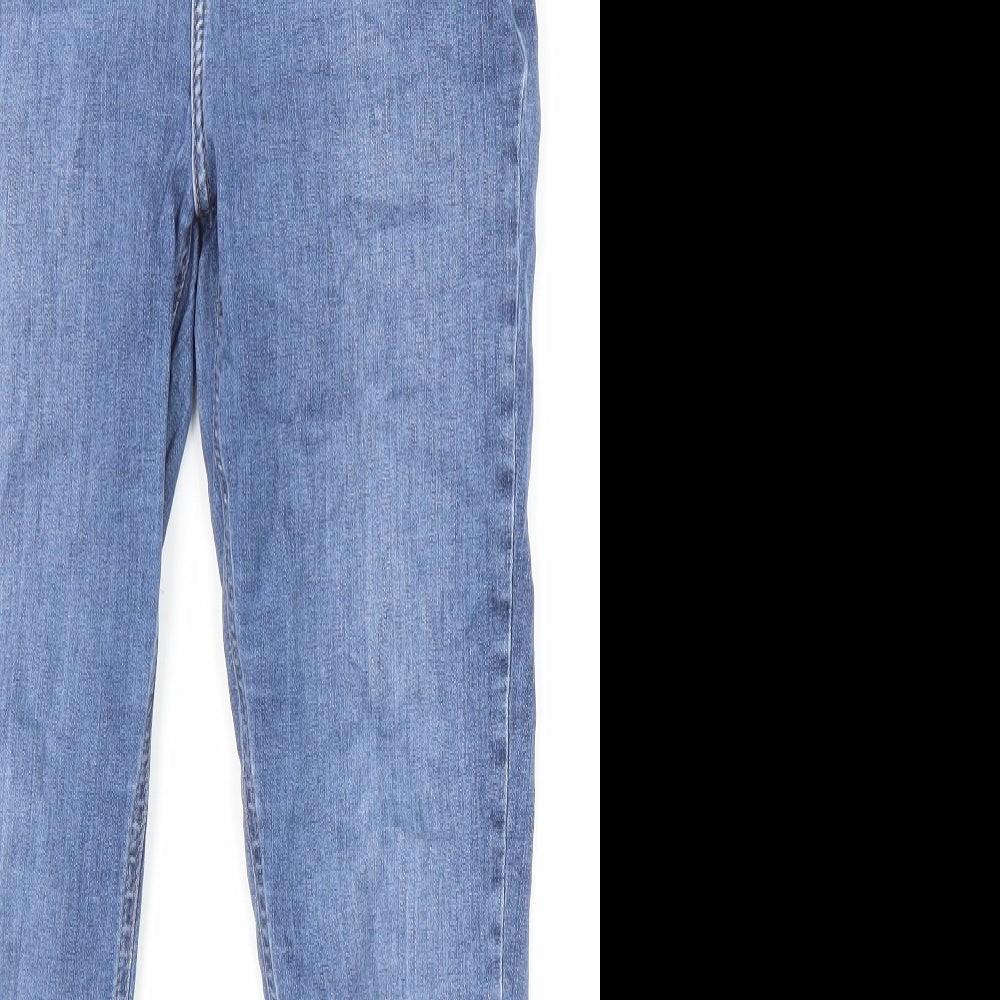 Topshop Womens Blue Cotton Straight Jeans Size 32 in L30 in Regular Zip - Pockets