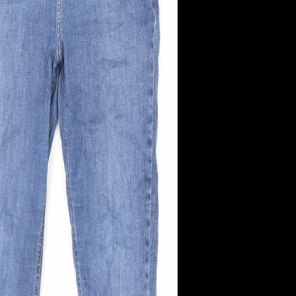 Topshop Womens Blue Cotton Straight Jeans Size 32 in L30 in Regular Zip - Pockets
