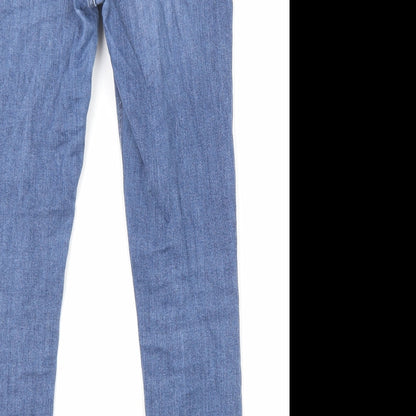 Topshop Womens Blue Cotton Straight Jeans Size 32 in L30 in Regular Zip - Pockets