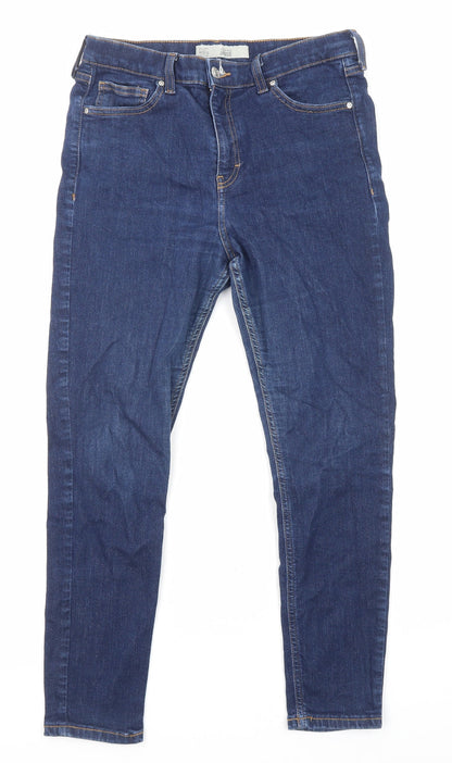 Topshop Womens Blue Cotton Skinny Jeans Size 32 in L33 in Regular Zip - Pockets