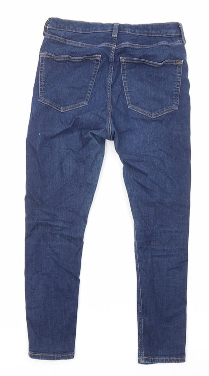 Topshop Womens Blue Cotton Skinny Jeans Size 32 in L33 in Regular Zip - Pockets