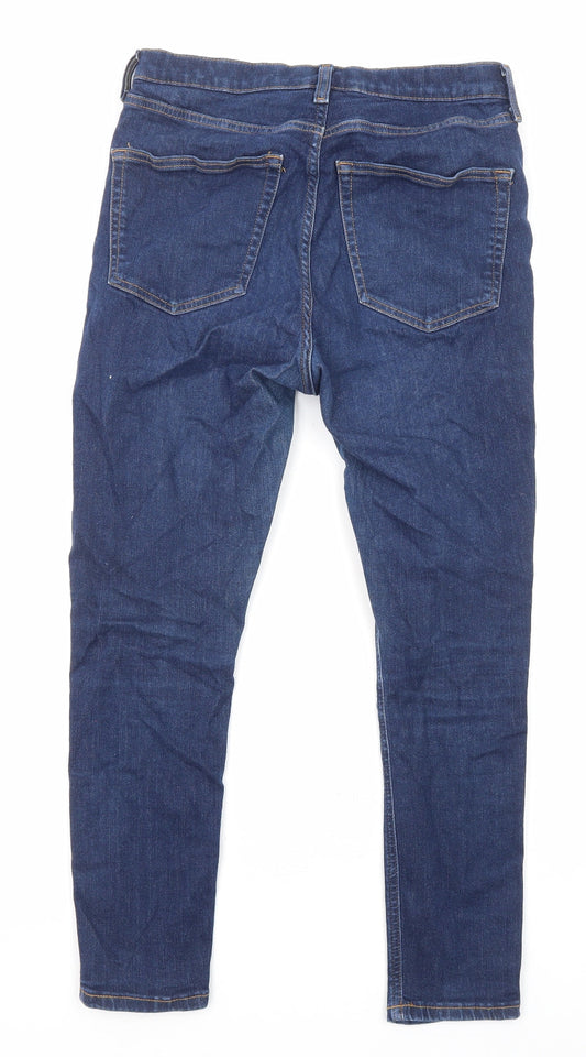 Topshop Womens Blue Cotton Skinny Jeans Size 32 in L33 in Regular Zip - Pockets