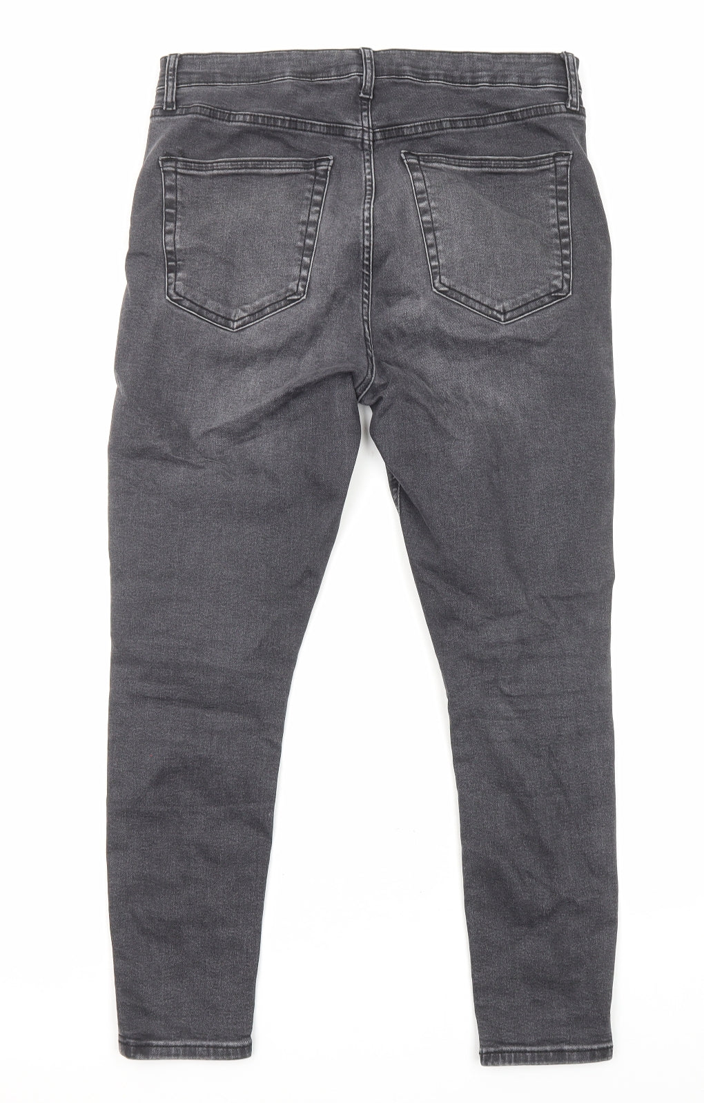 Topshop Womens Black Cotton Straight Jeans Size 32 in L30 in Regular Zip - Pockets