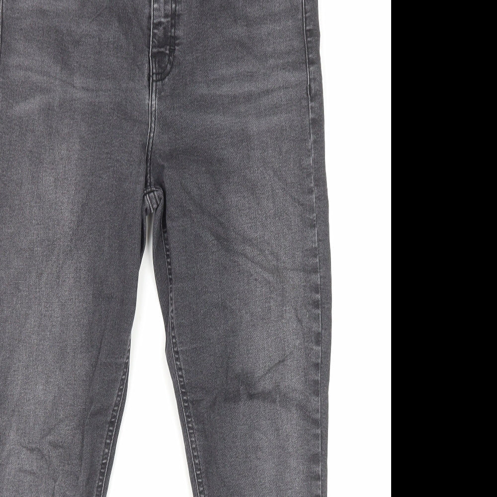 Topshop Womens Black Cotton Straight Jeans Size 32 in L30 in Regular Zip - Pockets
