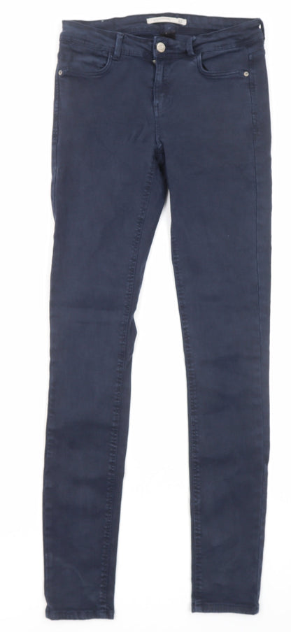Zara Womens Blue Cotton Skinny Jeans Size 27 in L30 in Regular Zip - Pockets