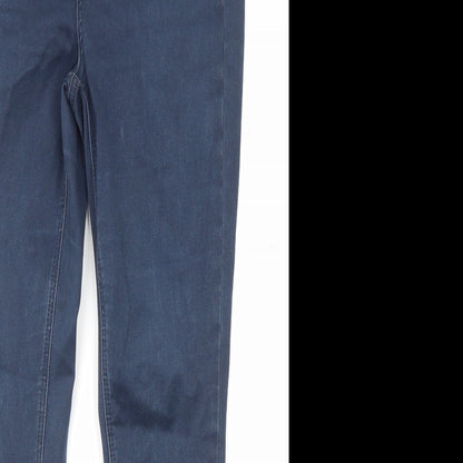 TU Womens Blue Cotton Skinny Jeans Size 12 L27 in Regular Zip - Pockets