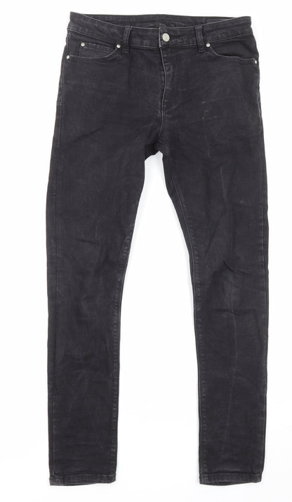 ASOS Mens Black Cotton Skinny Jeans Size 30 in L30 in Regular Zip - Pockets