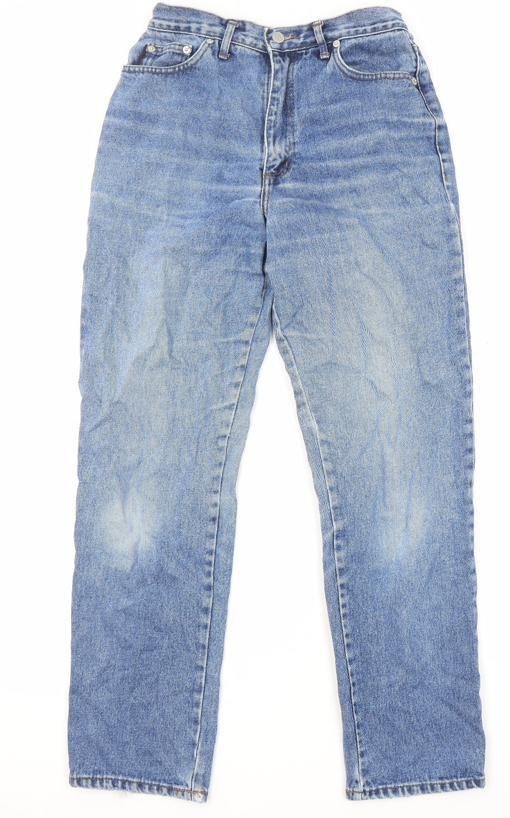 BHS Womens Blue Cotton Straight Jeans Size 12 L29 in Regular Zip - Pockets