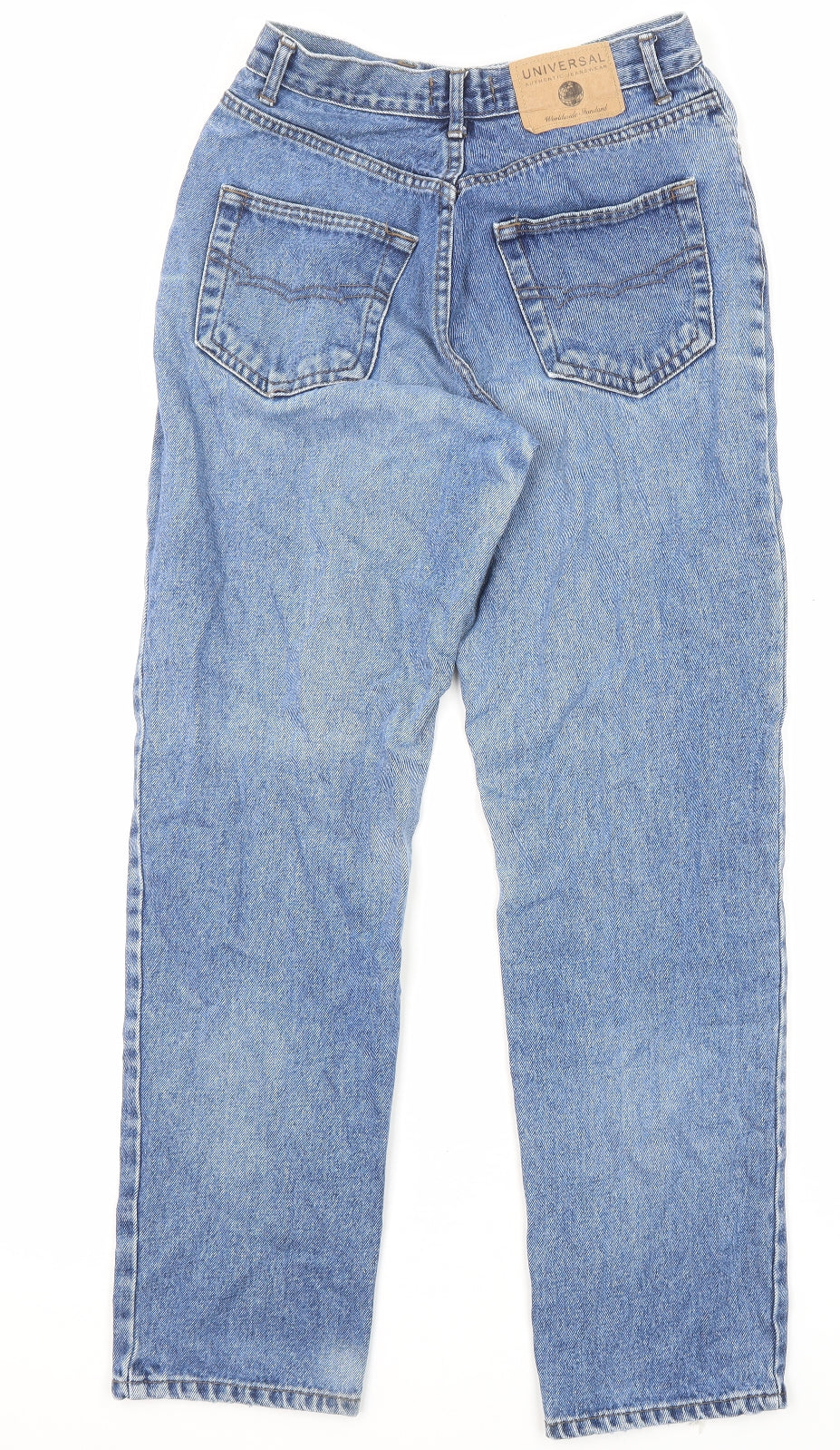 BHS Womens Blue Cotton Straight Jeans Size 12 L29 in Regular Zip - Pockets