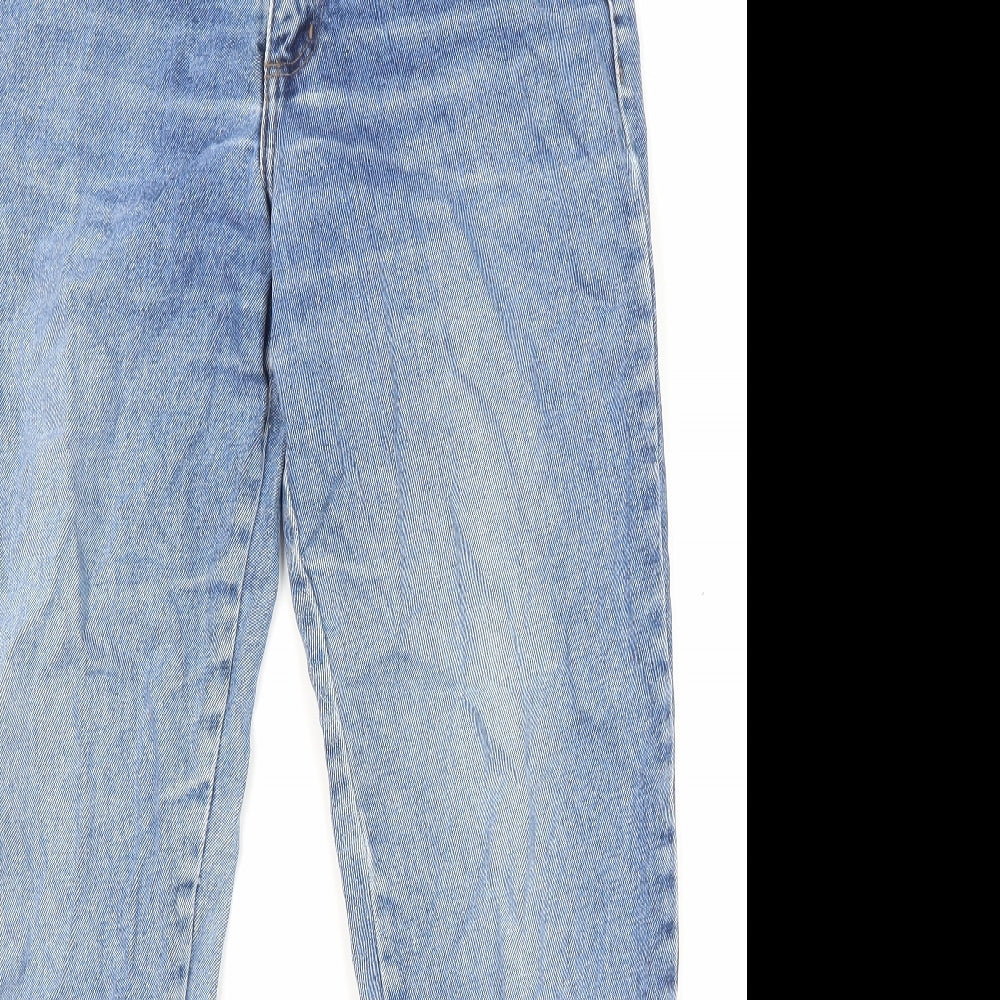 BHS Womens Blue Cotton Straight Jeans Size 12 L29 in Regular Zip - Pockets