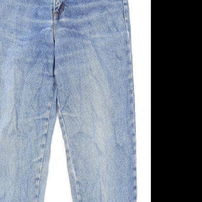 BHS Womens Blue Cotton Straight Jeans Size 12 L29 in Regular Zip - Pockets