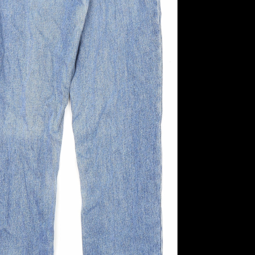 BHS Womens Blue Cotton Straight Jeans Size 12 L29 in Regular Zip - Pockets